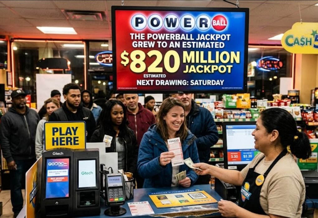 the powerball jackpot grew to an estimated $820 million