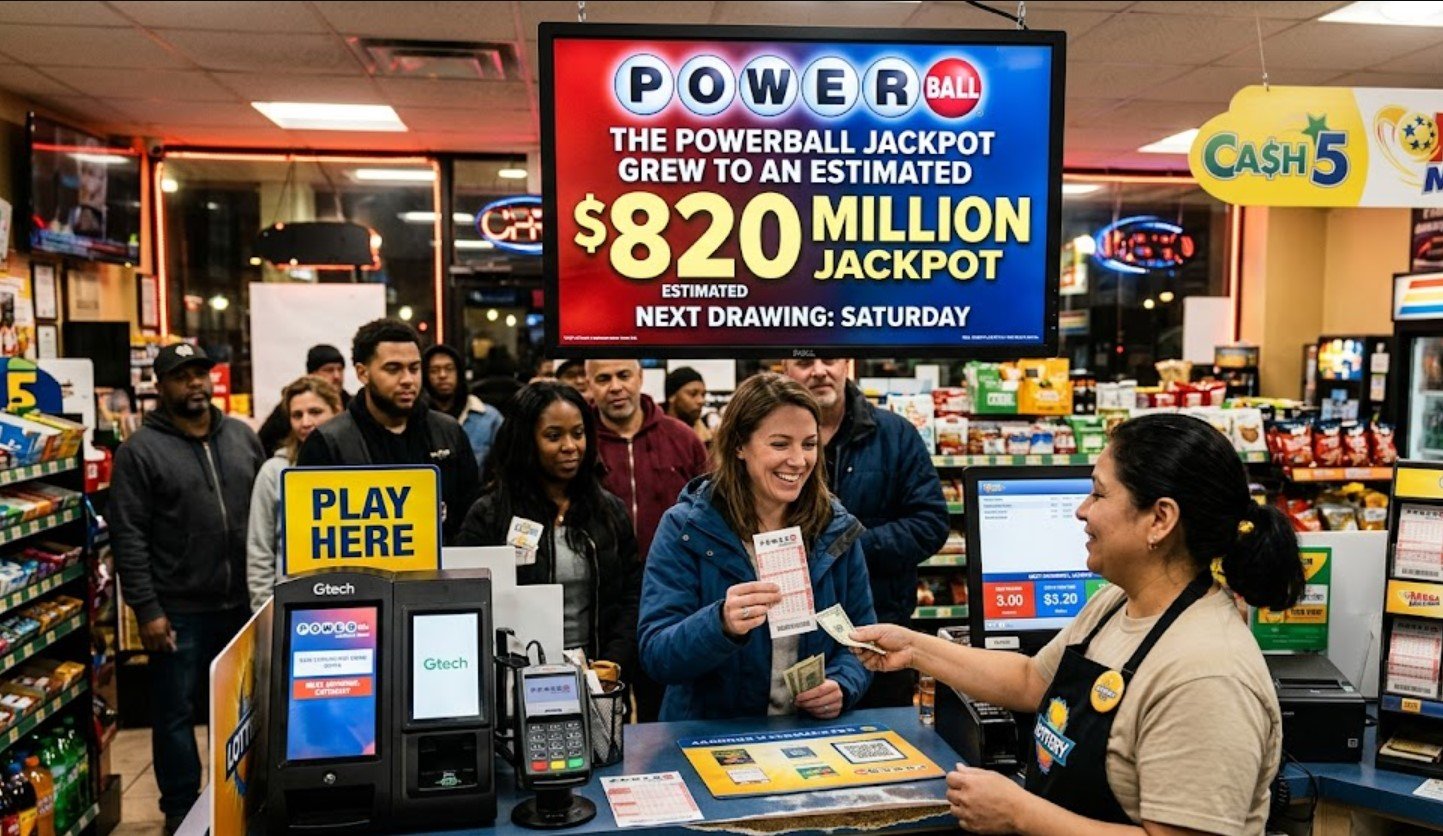 the powerball jackpot grew to an estimated $820 million